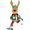 BRUBAKER Alce Sciatore - Pallina di Natale in Vetro Dipinto a Mano - Bauble da 12,5 cm Sciatore con Occhiali e Sci a Lama di Neve - Decorazione di Natale Soffiata a Bocca - Figura Ciondolo Divertente