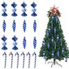 HNLMZ Addobbi per Albero di Natale,18 Pezzi Palline di Natale,Accessori Decorativi per L'Albero di Natale,Bastoncino di Zucchero Glitterato per la Decorazione Natalizia(Blu)