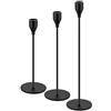 Jinavoty Portacandele, Portacandele Argento/Nero per Candele Coniche, Portacandele Decorativi per Candele Coniche per Matrimonio, Cena, Festa, Anniversario (Nero, 3 Pezzi)