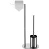 Ruiqas Porta Carta Igienica in Piedi Argento in Metallo Acciaio Inox con Spazzola Senza Foratura Piantana Portarotolo e Scopino Cromo per WC