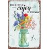 CREATCABIN Targa in Metallo Vintage Fiori Retro Metallo Yin Sign Decor The Little Enjoy Things Decorazione da Parete Arte Murale per Casa Giardino Cucina Bar Pub Soggiorno Ufficio Garage 30x20cm