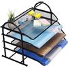 Cinnani Cinanni in metallo 4 scomparti nero. Vassoio per lettere per documenti A4, design a rete, vassoio da scrivania, schedari, scrivania per computer, organizer per cassetti,35,5 cm L x 25,5 cm L x 26 cm A