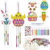 Ainiv 12pz Artigianato in Legno di Pasqua, Ornamenti Non Finiti Uovo di Pasqua Bunny Pollo Scacciapensieri di Pasqua in Legno, Arti e Mestieri DIY per Bambini Attività Della Festa di Pasqua