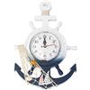 Garneck Stile Mediterraneo Ancora Orologio Spiaggia Mare Tema Nautico Ruota della Nave Timone Volante Decorazione Appeso a Parete (Stile Barca a Vela)