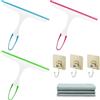 Littlegaofeithing 3 x raschietto per doccia, raschietto multiuso, per specchio, bagno, finestra, pavimento, vetro blu, verde, rosso con panno di vetro