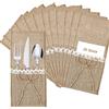 Cosswe - 20 sacchetti di iuta porta posate con pizzo, decorazione vintage da tavolo per matrimoni, compleanni, feste e Natale