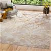 TAPISO Golden Tappeto Moderno Soggiorno Motivo Astratto Linee Filo d'oro Sfumato Effetto Marmo Panna Oro Salotto Camera Sala Cameretta Ragazzi Oeko-Tex 200 x 250 cm