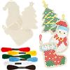 JSRQT 5 Pezzi Punto Croce in Legno Natale Natalizio Ornamenti Decorazioni Natalizie per Principianti Modello Ricamo Fai Da Te Segnalibri Ricamati Piastra Appendiabiti Fiocco di Neve Mezzo Regali