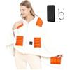 SNZ Coperta Termica USB con Batteria da 10000mAh, 150 x 80 cm Coperta Termica Senza Fili, Coperta Elettrica Scialle di Flanella per Pausa Pranzo in Ufficio, Viaggio All'aperto