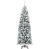 LIFEZEAL Albero di Natale Artificiale 180 cm, Innevato, Slim, Pino Natalizio Foltissimo, 500 Rami, Christmas Tree, in PVC, Base Pieghevole in Metallo, Realistico, Montaggio Facile, Interno, Esterno