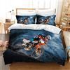AVJWWD Copripiumino per Moto 3D, Set di Biancheria da Letto a Tema Moto per Sport Estremi, Set di Biancheria da Letto per Moto Moderno,per Adulti e Bambini (135 x 200 cm, Moto3)
