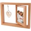 EXIN DEHCEN Cornice Foto in Legno con Ciondolo, Cornici 10x15 cm per 2 Foto, Rotante Portafoto da Tavolo, Cornice Portafoto in Legno, per Compleanni, Matrimoni, Natale, San Valentino (colore legno)