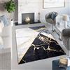 TAPISO Toscana Tappeto Soggiorno Salotto Sala Camera Letto Moderno Elegante Glamour Geometrico Marmo Nero Grigio Oro Pelo Corto Stampato Antiscivolo 80 x 150 cm