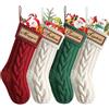 Weldomcor 4 Pezzi Calze di Natale da Appendere, 46 cm Calze di Natalizie a Maglia Grandi Calza Befana Natale per Camino Albero Natale Decorazioni Feste di Natale (Rosso, Bianco, Verde)