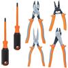 Klein Tools 9418R - Set di utensili isolati 1000 V con tronchese laterale, tronchese diagonale, pinze a becco lungo, 2 cacciaviti e spellafili, 6 pezzi