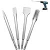 Jlnmmn Set di 4 Scalpelli SDS Plus, Scalpello Piatto per Calcestruzzo, 14x250 mm Scalpello a Punta, Piatto, a U e Largo 40mm, Scalpelli per Martello Elettrico, Calcestruzzo e Pietra