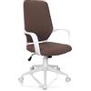 Wink Design Tanger Brown Poltrona da Ufficio, Metallo, Marrone, Bianco Opaco, 62,5x61xH101/ 111 cm