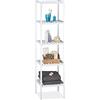 Relaxdays Scaffale da Bagno, bambù, Ripiani Portaoggetti, Mobiletto Salvaspazio, 139,5x34,5x33 cm, Mobile Cucina, Bianco