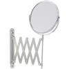 axentia 282802 Specchio ingranditore 1x e 3x da parete, specchio cosmetico da parete cromato allungabile fino a 57 cm, diametro ca. 16 cm, argento