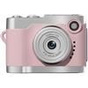 RiseNova Telecamera Vlog 1080P con anti-shake e luce LED, videocamera portatile per studenti, ricarica di tipo C (rosa)