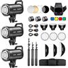 Godox 3Pack SK300IIIV 300Ws Kit Luce LED Video 5700±200K Set Luce Continua con Treppiede,Softbox con Griglia Riflettore Standard Bowens Mount per Studio Riprese Video Livestreaming, Podcast (3 Pz)