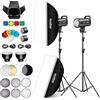 Godox 2Pack SK300IIIV 300Ws Kit Luce LED Video 5700±200K Set Luce Continua con Treppiede,Softbox con Griglia Riflettore Standard Bowens Mount per Studio Riprese Video Livestreaming, Podcast (2 Pz)