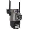 ASHATA Telecamera wireless per esterni, telecamera di sicurezza panoramica e inclinabile, wireless, per esterni, 1080P, zoom 5X, IP66, impermeabile, rilevamento (spina UE)