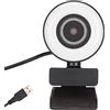 PxQuerantic Telecamera per computer HD 1080P con illuminazione supplementare integrata, webcam flessibile e rotante per lo streaming live da casa, plug and play per, Android, iOS e