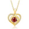 PAKORIO Collana doppio cuore moissanite placcata oro 14K, 0,5ct/1ct VVS1, ipoallergenica, catena regolabile, anti-ossidazione, regalo donna(Rubino,1CT)