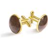 Generic Gemelli in oro personalizzati per camicia da smoking in pelle marrone, 20mm*20mm, Acciaio inossidabile, Quarzo creato