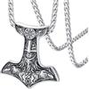 FaithHeart Collana da uomo con talismano vichingo a forma di martello di Thor, stile vintage, con ciondolo a forma di Mjolnir norreno, con robusta catena di grano, gioielli in acciaio inossidabile