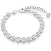 Swarovski Braccialetto Imber Tennis, Taglio Round, Bianco, Placcato rodio