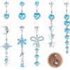 Milacolato Lot of 8 Piercing Ombelico - 3 Barrette Corte + 5 Pendenti, Acciaio Chirurgico Ipoallergenico, Oro & Argento, Bijoux per Donna (Cuore Farfalla Fiore Stella)-SB
