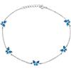Bling Jewelry Giardino D'Estate Farfalla Colore Natura Opalescente Multi Charm Farfalle Create Opale Blu Charm Cavigliera Per Donne Adolescenti .925 Argento Regolabile 9-10