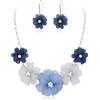 EVER FAITH Collana da donna con fiori azzurri, stile bohémien, estiva, vacanze, spiaggia, gioiello floreale con orecchini