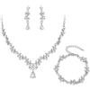 Clearine Set di gioielli da sposa da donna, con strass lucidi, a goccia, con scritta in lingua tedesca