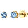 Just Being Cute Earrings Gold 585 Placcato, Zircone 5A+ Orecchini in Argento 925 Donna Pietra Natale Ipoallergenico Regalo Gioielli per Donna 4/5/6/6.5/7.5/8 mm 4mm Blu