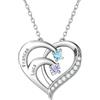 AAQ Collana personalizzata con nome - collana personalizzata cuore con pietra di nascita per donna, regalo compleanno mamma donna personalizzato