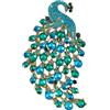 SUPERFINDINGS Spilla a forma di pavone verde smeraldo con strass, elegante spilla a forma di pavone, con uccello di cristallo, vintage, alla moda, per matrimonio, Natale, compleanno, smeraldo/rosso