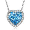 Gualiy Ciondolo Argento Zirconi, Collana Argento Placcato Donna con Blu Cuore Zirconia Cubica Ciondolo