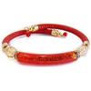 VENEZIA CLASSICA - Bracciale da Donna con perla Tubetto in Vetro di Murano Originale e vera pelle Toscana, con foglia in oro 24kt o argento, Made in Italy certificato (rosso)