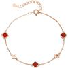 Belons Bracciale da donna in argento Sterling 925 con ciondolo a quadrifoglio, catena regolabile, regalo per ragazze e donne, Argento sterling