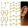 YADOCA 10 Paia Orecchini Donna Set Orecchini Acciaio Chirurgico Argento/Oro Piercings Orecchio Anallergici Piercing Helix Trago Conch Piercing Gioielli
