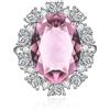 Gualiy Anello Argento Matrimonio, Anelli Fidanzamento Donna in Placcato Argento Ovale Forma Big Rosa Zirconia Cubica Anelli Regolabili
