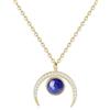 GAVU Collana da Donna Argento Placcato Oro con Ciondolo Mezzaluna, Collana Lapislazzuli Donna Regalo per Lei