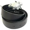 Costume National CNC cintura pelle nera con fibbia ducati