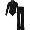 inlzdz Completo da Ballo Bambino Bambina Body Elegante Slim Fit Manica Lunga Camicie Pantaloncini Valzer Tango Cravatta Abbigliamento Danza Classica Latino Samba Rumba Nero 12 Anni