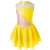 inlzdz Vestito da Danza Classica Bambina Body da Ginnastica Artistica Senza Maniche Vestiti da Ballerina Abito da Balletto Ballet Ragazze Abiti da Ballo Jazz Latino Dress Giallo 12 Anni