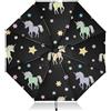 GAIREG Ombrello compatto, leggero e resistente, ombrello automatico da donna, ombrello da viaggio per pioggia, vento e sole, unicorno colorato nero
