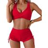 DURINM Costume da Bagno Donna Due Pezzi Bikini Set Halter Costumi da Mare Imbottito Reggiseno Bikini Top con Coulisse Laterale Sexy Brasiliana Beachwear Regolabile Costume da Bagno